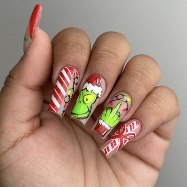 Wholesale Plastic Christmas Bow Fake Nails