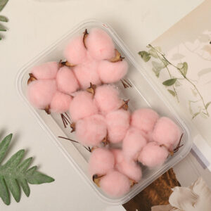 5 pink cotton flowers