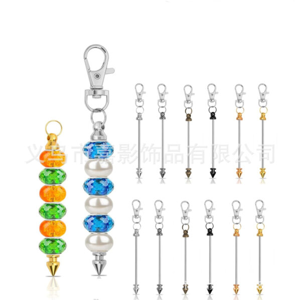 O1CN01MPw2oZ1tecQ29YJVl_2214663755927-0-cib Wholesale DIY Metal Beaded Cone Bullet Rod Lobster Buckle Keychain