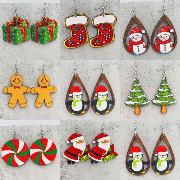 O1CN01MQrkPo2CFre2NqLwn_2207539588445-0-cib Wholesale Christmas Gingerbread Man Christmas Tree Santa Claus Wooden Earrings