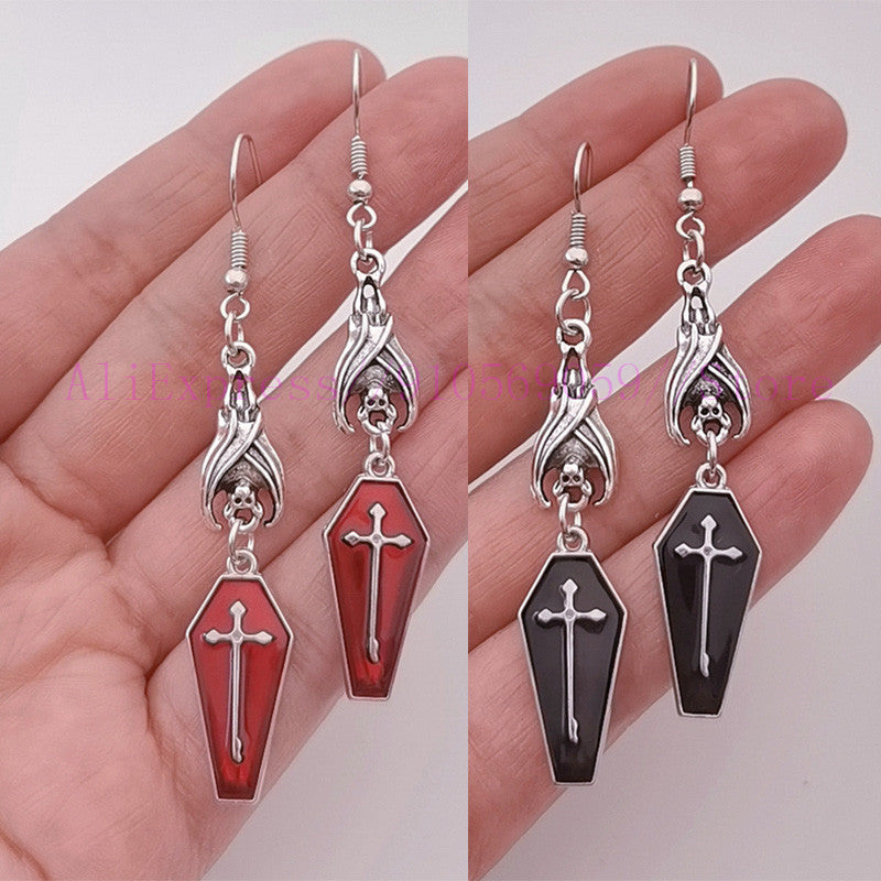 Wholesale Vampire Cross Coin Tombstone Earrings