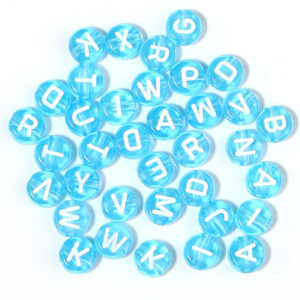 Blue bottom with white letters mixed / (100 pcs/pack) diameter is about 7mm, thickness is about 4mm, hole diameter is about 1.5mm, 100pcs per pack