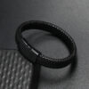 Wholesale Men's Leather Woven Magnetic Buckle Bracelets