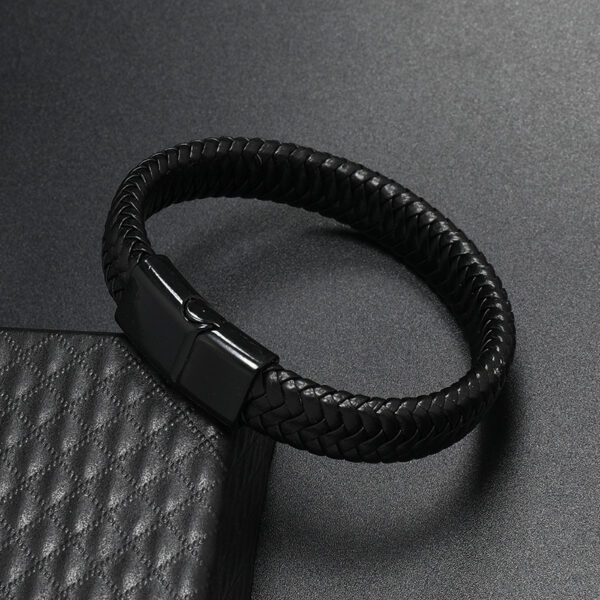 Wholesale Men's Leather Woven Magnetic Buckle Bracelets