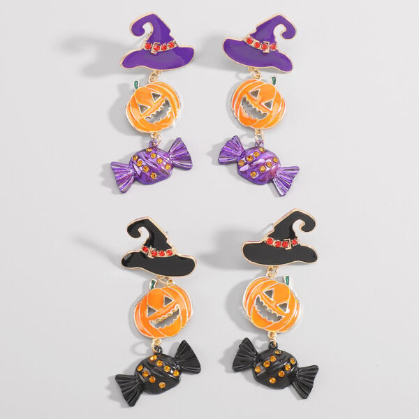 O1CN01MUd8UC1X6neGafOQo_1768642875-0-cib Wholesale Funny Pumpkin Hat Halloween Exaggerated Color-contrast Earrings