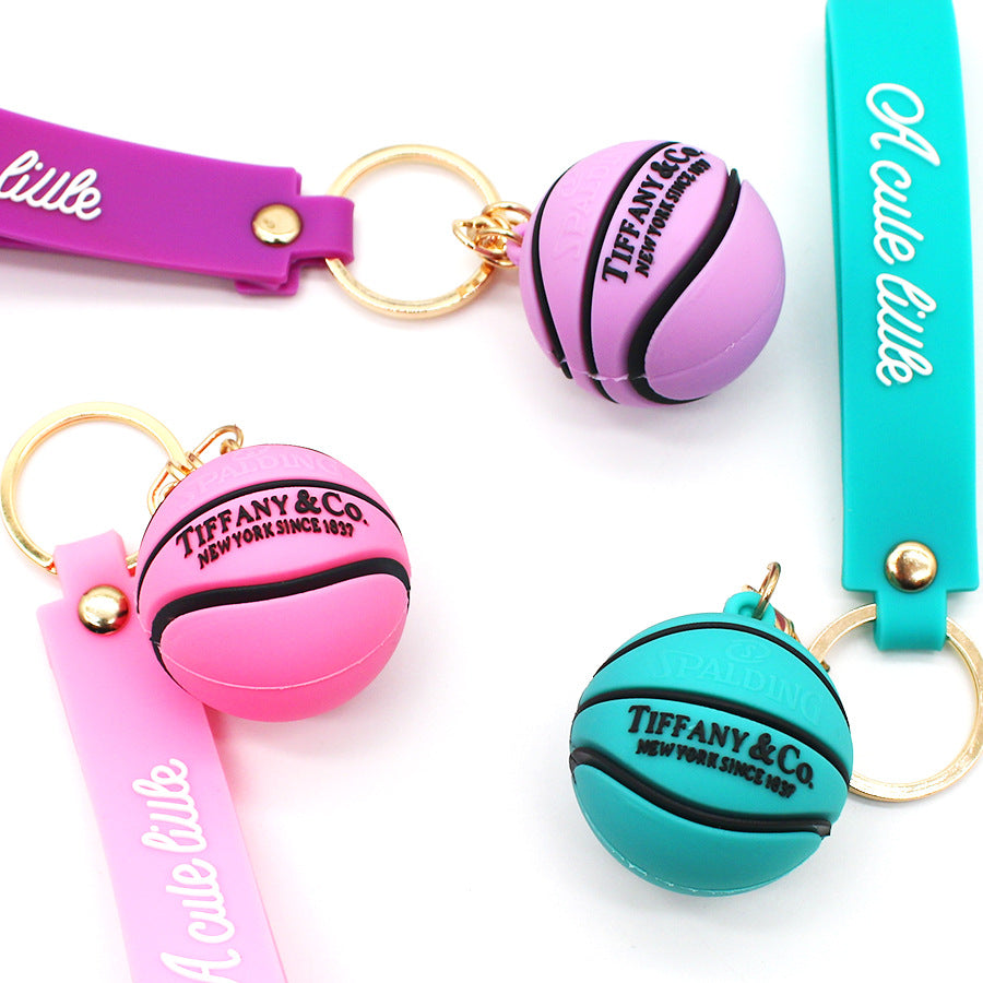 Wholesale PVC Soft Rubber Cartoon Standing Basketball Keychain
