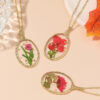 Wholesale Resin Dried Flower Handmade Epoxy Pendant Necklace