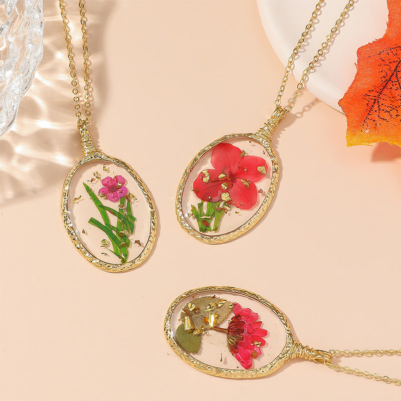Wholesale Resin ied Flower Handmade Exy Pendant Necklace