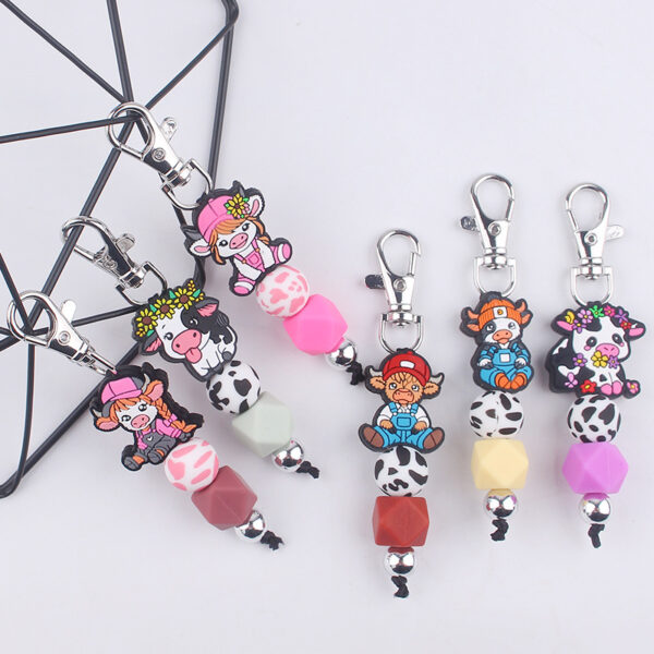 Wholesale Creative Cartoon Beef Beef Beaded Silicone Keychain