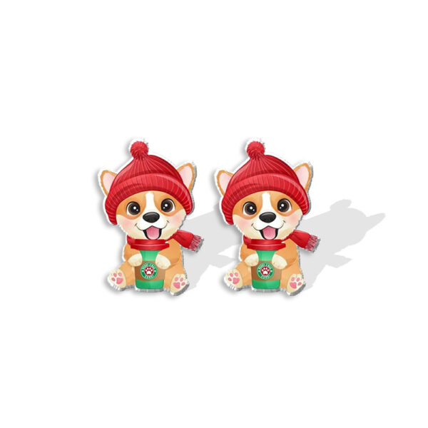 Wholesale Corgi Wreath Bow Stainless Steel Resin Earrings