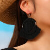 Wholesale Colorful Tassels Handwoven DIY Scalloped Alloy Earrings