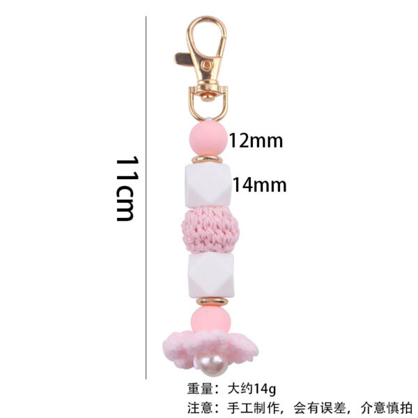 Wholesale Knitted Flower Silicone Beaded Lanyard Keychain