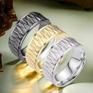 Wholesale Titanium Steel Diamond Patterned Rings