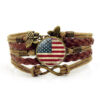 Wholesale Flag Time Stone Multilayer Braided Alloy Bracelet