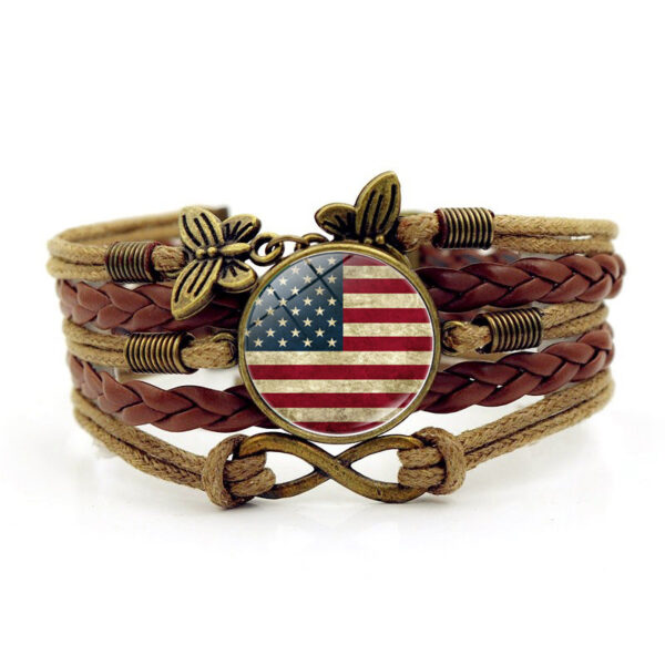Wholesale Flag Time Stone Multilayer Braided Alloy Bracelet