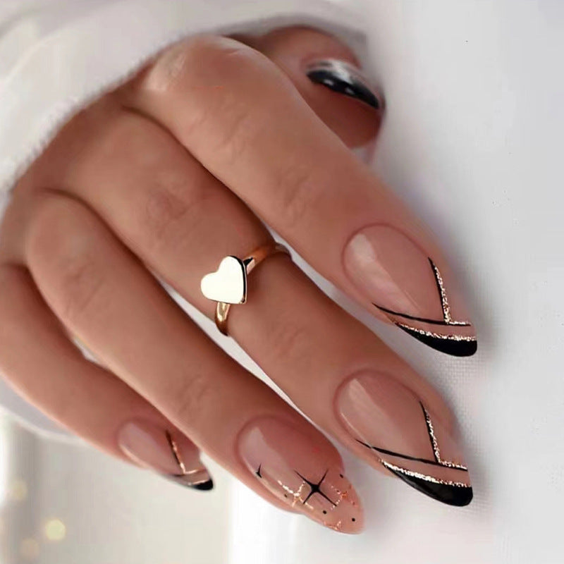 Wholesale Mystery Black Diagonal Line Resin Nail Stickers