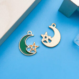 1 dripping green moon star 15x19mm-13540-1g