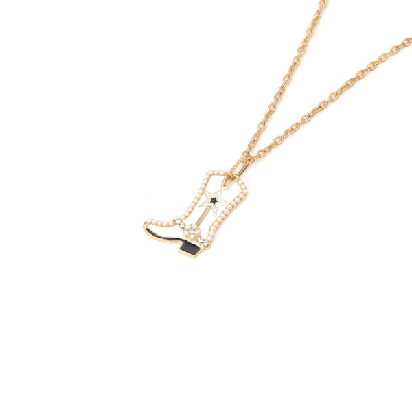 Wholesale Alloy Pearl Pendant Cartoon Diamond Boots Necklace