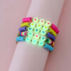 Wholesale Glow in the Dark Heart Acrylic Beaded Bracelet Set of 5