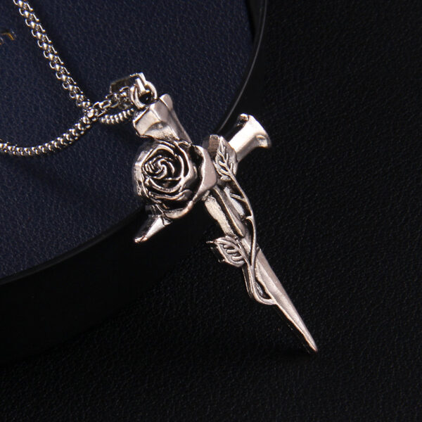 Wholesale Gothic Retro Rose Stainless Steel Necklace