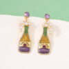 Wholesale Carnival Wine Bottle Zinc Alloy  Mardi Gras Earrings