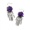 O1CN01MkAaYb2AxFp1lsLqZ_2211111958269-0-cib Wholesale Skeleton Hand Red Rose Gothic Alloy Earrings