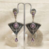 Wholesale Gothic Metal Pink Stone Inlaid Pendant Alloy Earrings