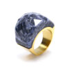 Wholesale Titanium Steel 18k Gold Ring with Large Colored Stones