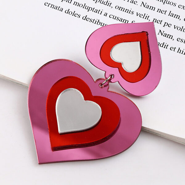Wholesale Gradient 3D Heart Acrylic Earrings
