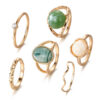 Wholesale Alloy Inlaid Green Jade Ring Set