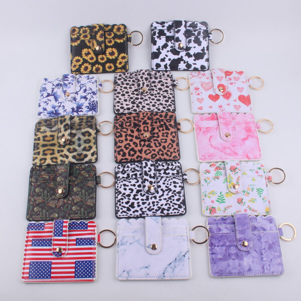 Wholesale Color Solid Color ID Case PU Leather Card Holder Keychain Coin Purse