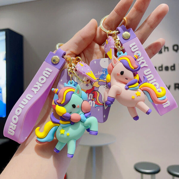 Wholesale Cartoon Colorful Unicorn PVC Keychain