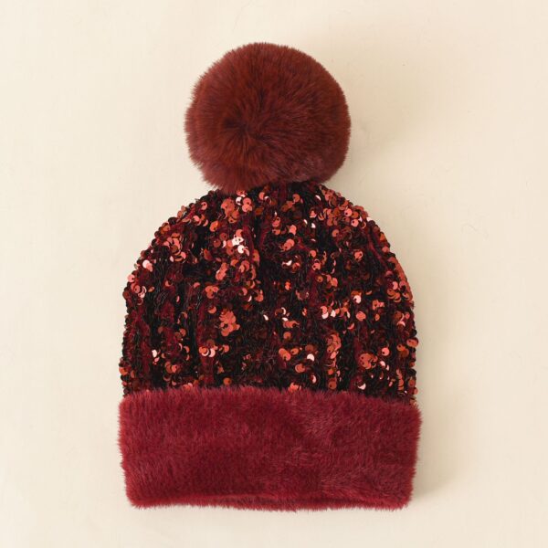 Wholesale Autumn/Winter Sequined Pom Knitted Wool Hat