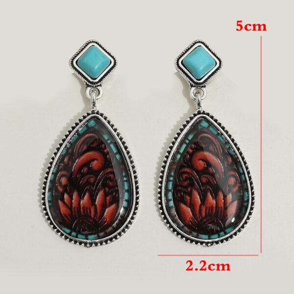 O1CN01MoP0ao1qyMbh7DUyg_2206372095564-0-cib Wholesale Droplet Sunflower Turquoise Bohemian Vintage Earrings