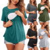 Wholesale Solid Color Postpartum Nursing Polyester Tops for Pregnant Women