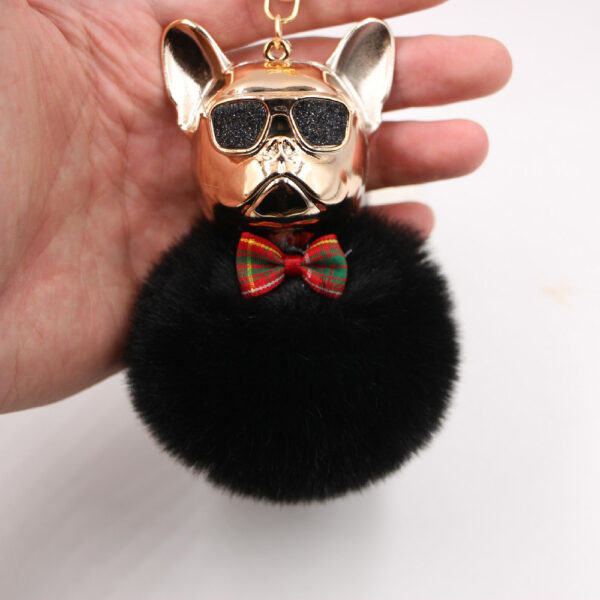 Wholesale New Creative Sunglasses French Dou Plush Ball Keychain