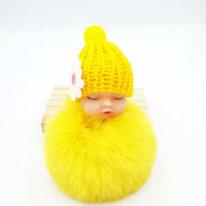 Yellow / Golden chain Buckle (8cm fur ball)