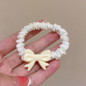 White bow hair ring