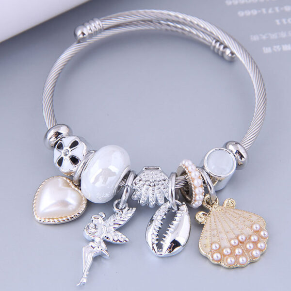 O1CN01MtL0wL1NsIIlgCEIv_2209134591625-0-cib Wholesale Stainless Steel DIY Handmade Beaded Love Angel Shell Pearl Alloy Bracelet