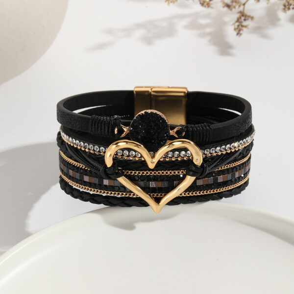 O1CN01MueMTE1Gy47o9HXhZ_2210898160690-0-cib Wholesale Leather Cord Multi-Layered Raw Stone Love Bracelet