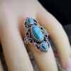 Wholesale Alloy Hollow Carved Lapis Lazuli Ring