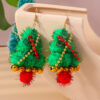 Wholesale Christmas Tree Christmas Hat Earrings Personalized Hand Braided Earrings
