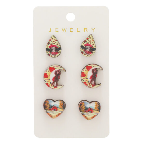 Wholesale of Valentine's Day Geometric Love Wooden Earrings