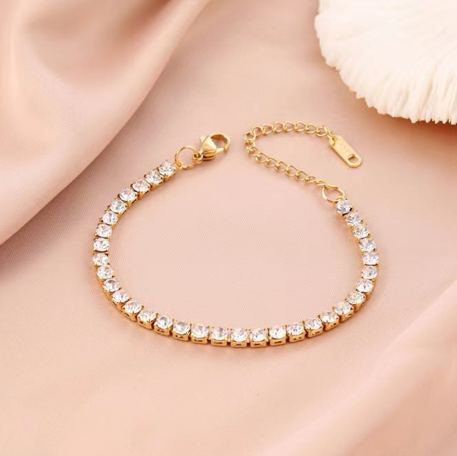 Wholesale Titanium Steel Multi-row Diamond Micro-paved Zirconia Bracelet