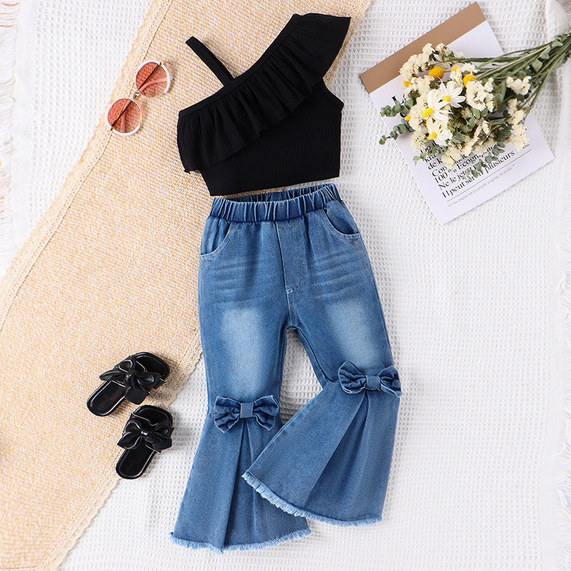 Wholesale Summer Strap Shoulder Trendy Baby Clothes