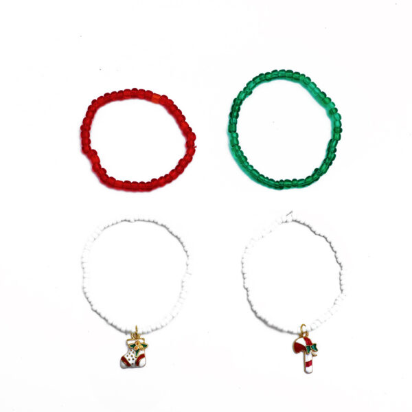 Wholesale Christmas Colorful Rice Beads Cane Socks Beaded Bracelet Set