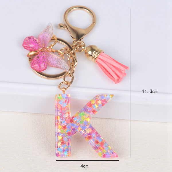 Wholesale Sequin Snowflake Letter Resin Keychains