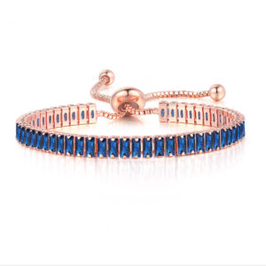 Rose Gold + rectangular sapphire blue stone 2.5*5mm