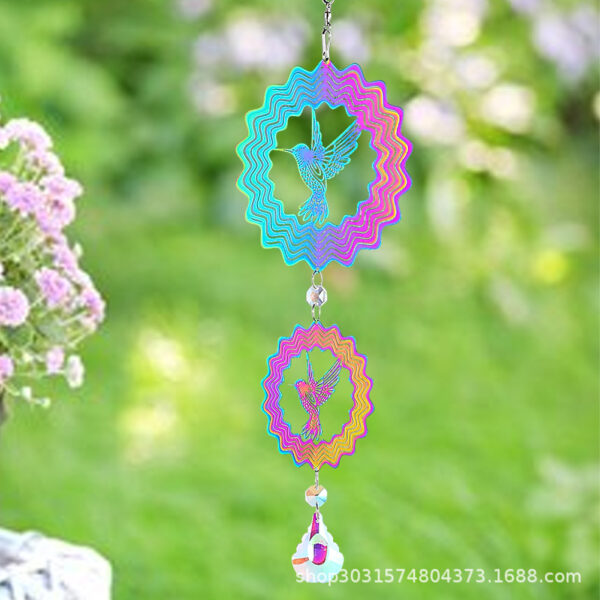 Wholesale 3D Colored Hummingbird Stainless Steel Rotating Wind Chimes