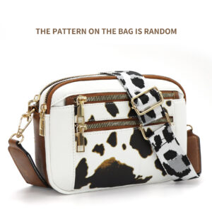 Double zipper cow white brown (ready in stock)